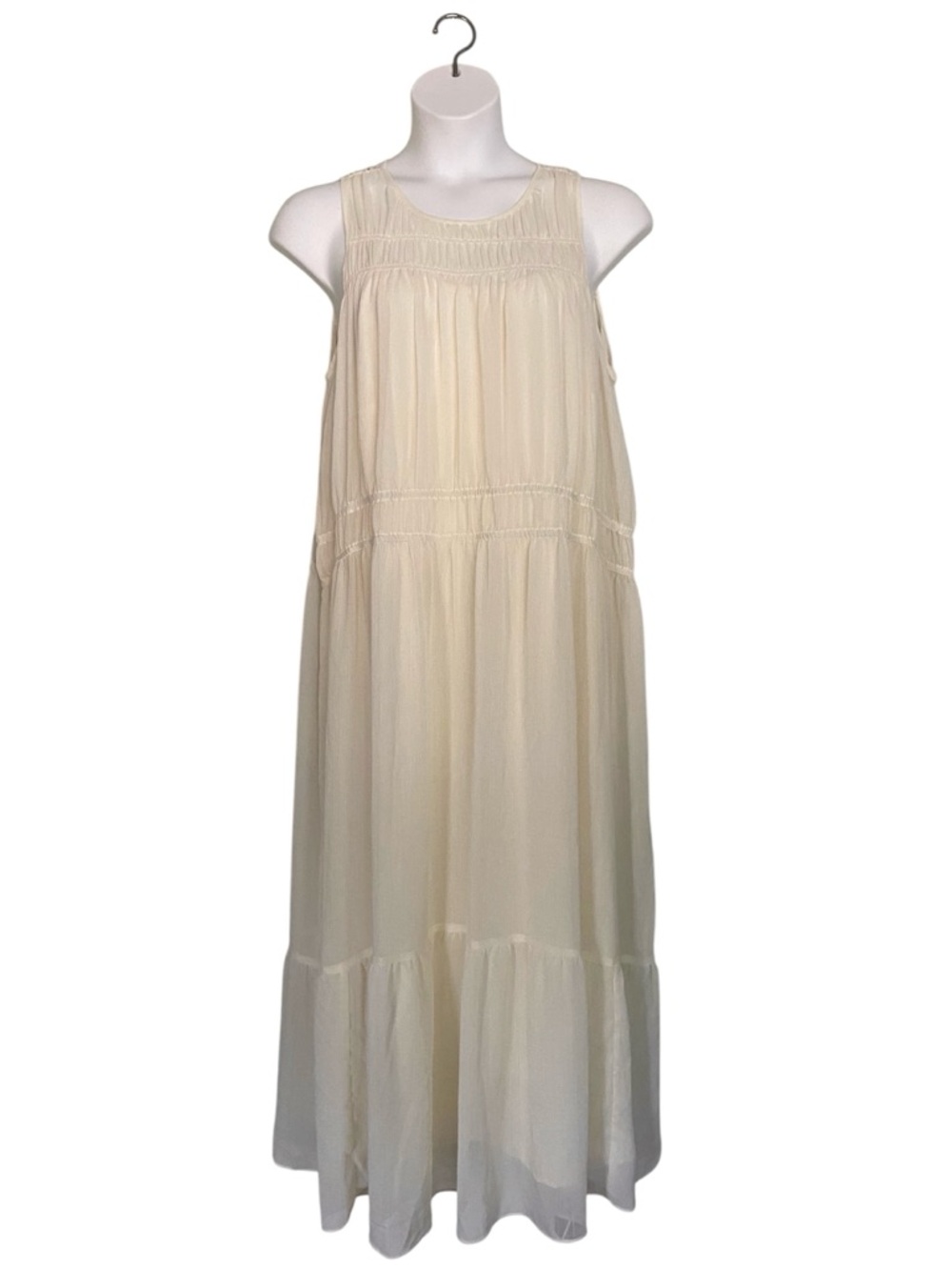 A New Day Sheer Chiffon Maxi Dress Ivory Cream Womens Plus Size XXL NWT Lined